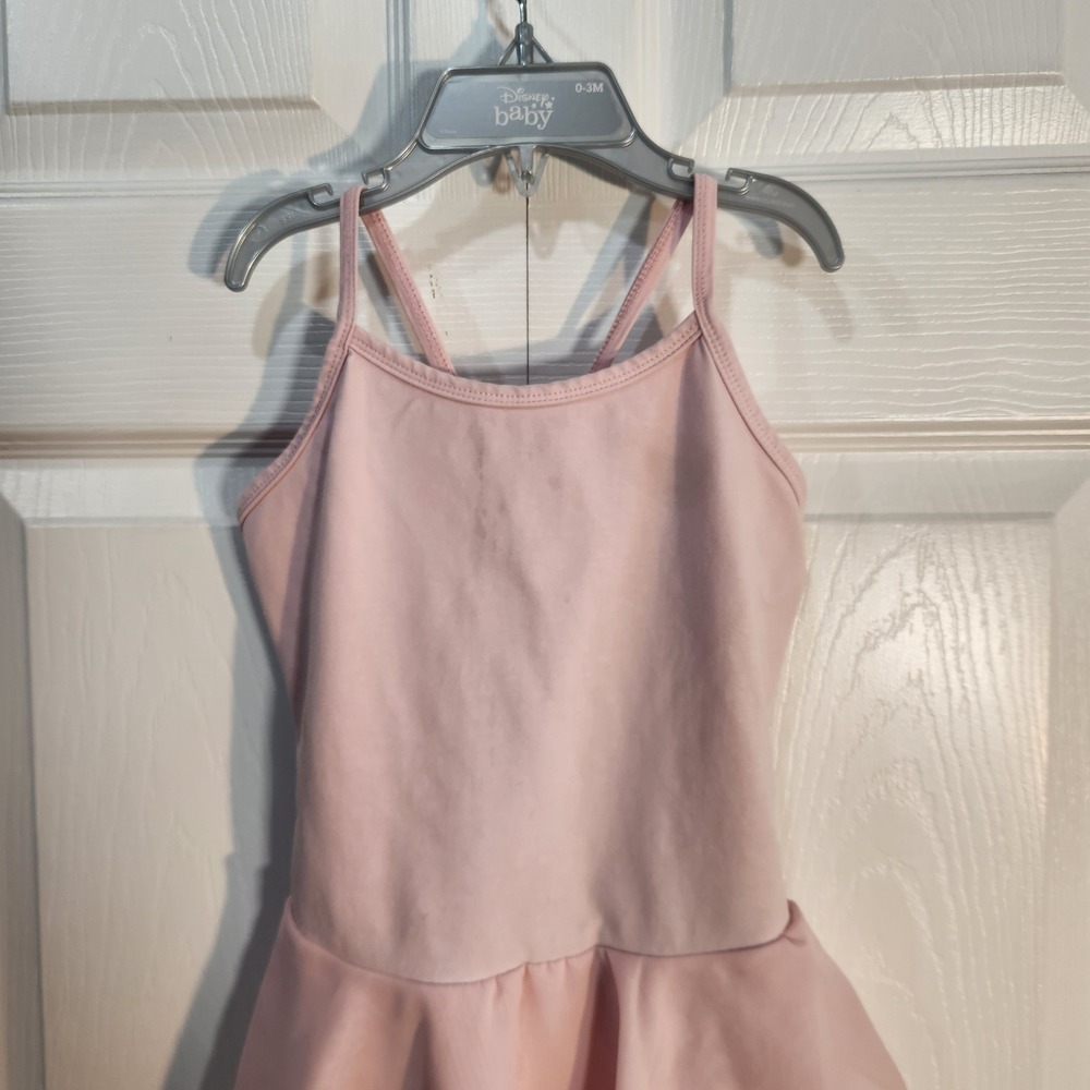 Pink Ballet Leotard Dress Kids Criss Cross Back Chiffon Skirt Dance Size M